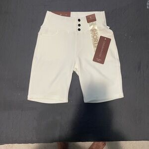 Polished and poised White High-Waisted Shorts..so soft and comfy will fit medium